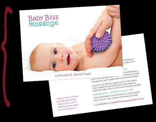 baby bliss massage postcard
