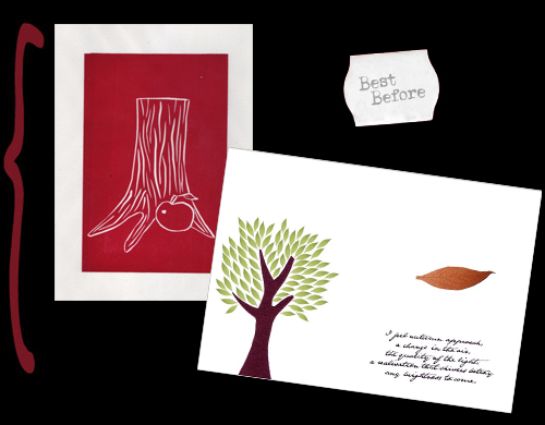 Best Before Handmade book page and screen printed illustrations based on the Poem Best Before